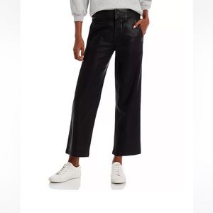 PAIGE NELLIE HIGH-RISE CROPPED WIDE-LEG LUXE COATED JEANS in Black, Size 30.